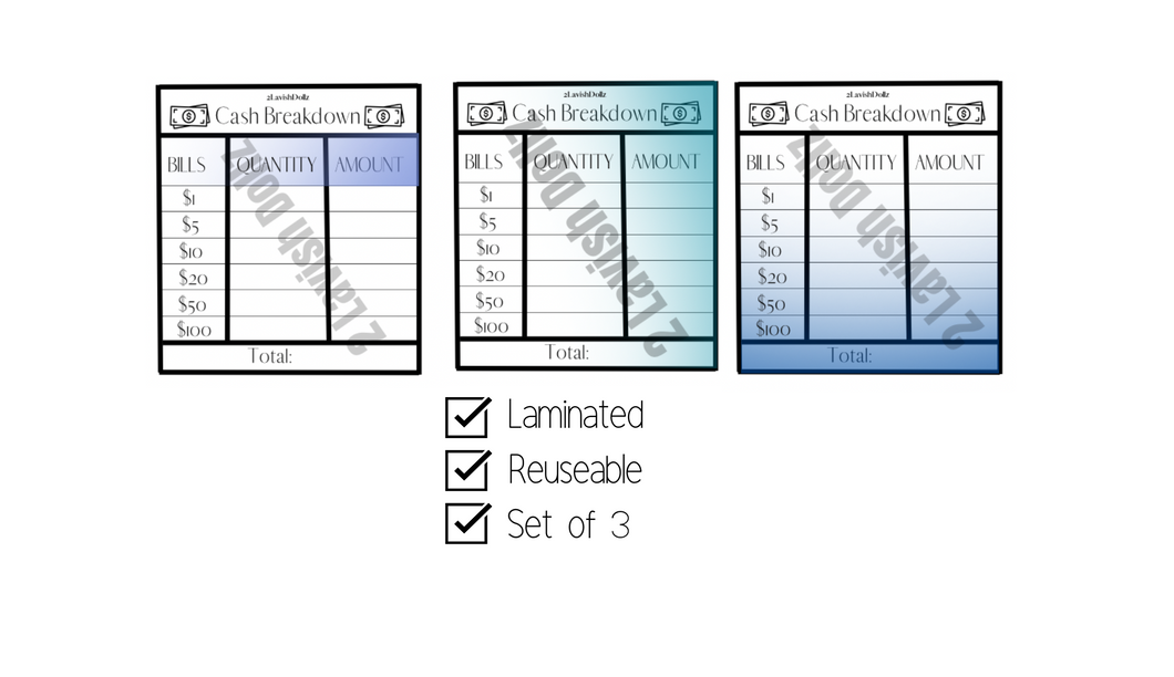 Cash Breakdown Slips